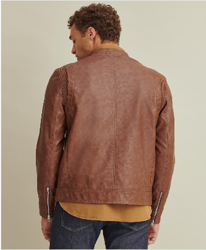 Faux-Leather Jacket with Zip Pockets